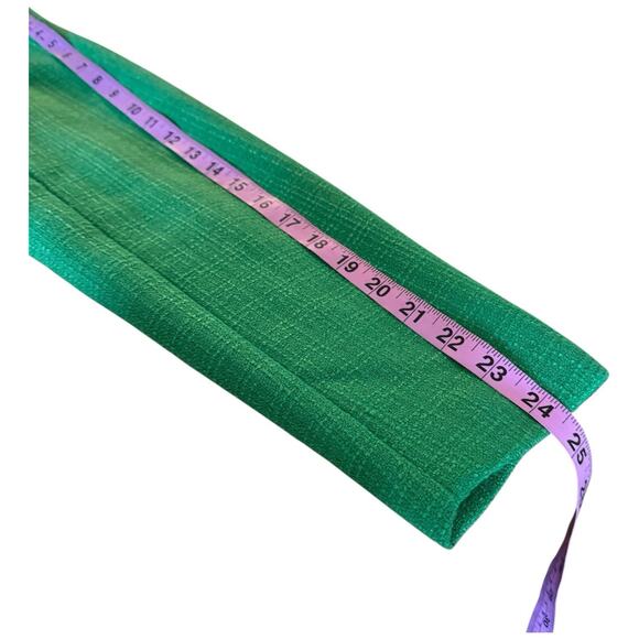 Emerald Green Cropped Tweed Jacket Silver Button Front Pockets Size L - Picture 7 of 9